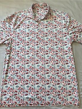 Men's Full Turn L MLB London Series Graphic Short-Sleeve Polo Rare